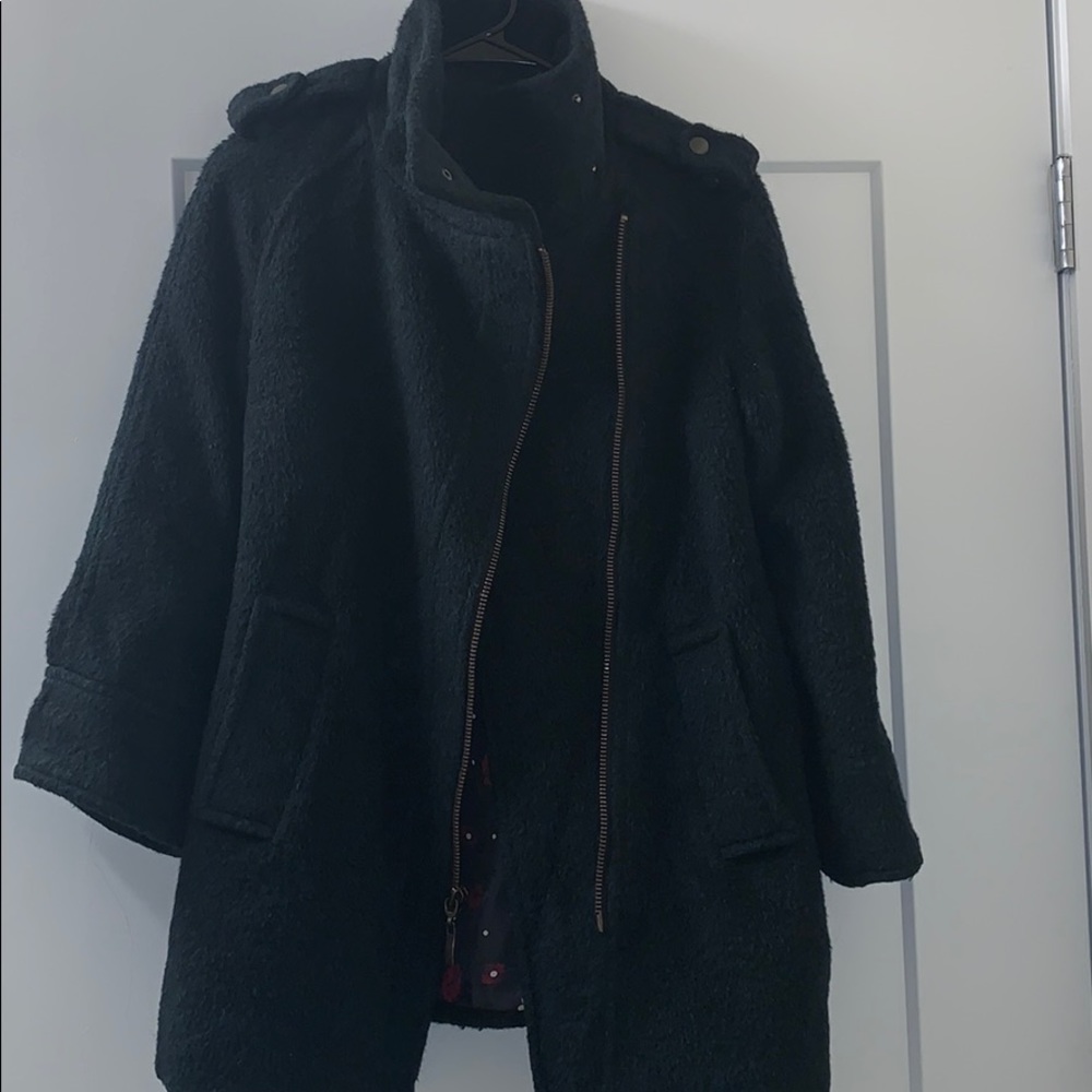 Dark green w/ bronzed exposed zipper winter coat